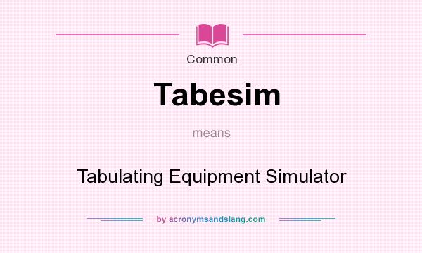 What does Tabesim mean? It stands for Tabulating Equipment Simulator