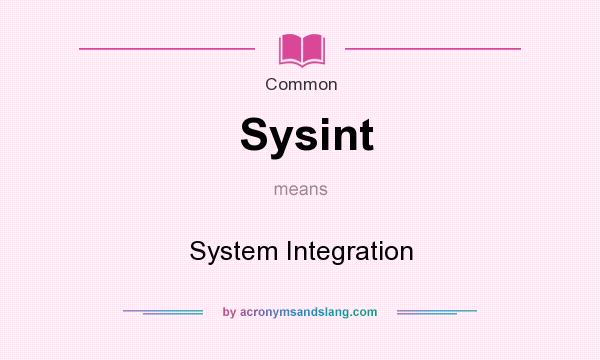 What does Sysint mean? It stands for System Integration