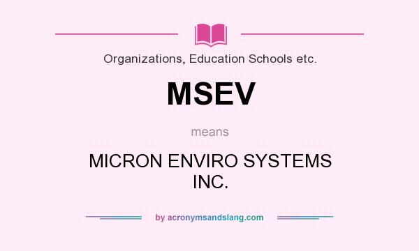 What does MSEV mean? It stands for MICRON ENVIRO SYSTEMS INC.