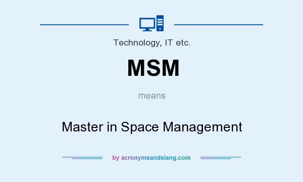 What does MSM mean? It stands for Master in Space Management