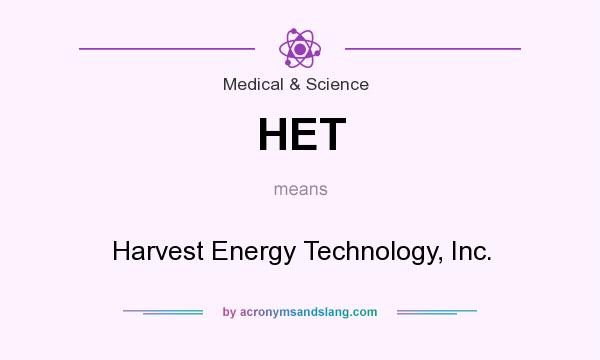 What does HET mean? It stands for Harvest Energy Technology, Inc.