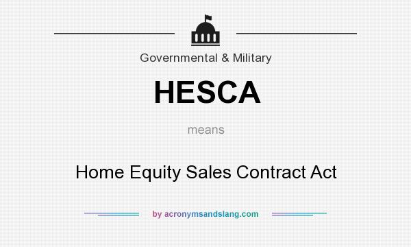 What does HESCA mean? It stands for Home Equity Sales Contract Act