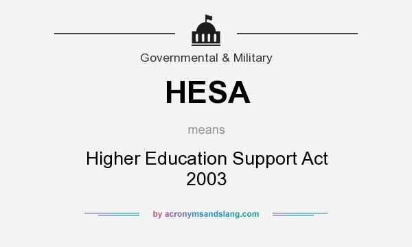 What does HESA mean? It stands for Higher Education Support Act 2003