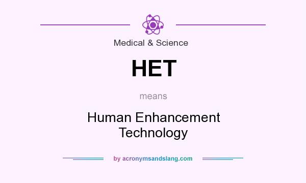 What does HET mean? It stands for Human Enhancement Technology