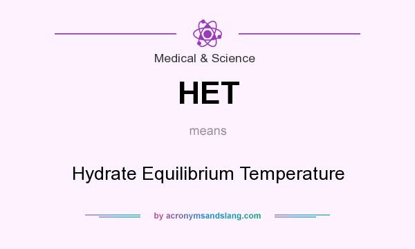 What does HET mean? It stands for Hydrate Equilibrium Temperature