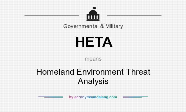 What does HETA mean? It stands for Homeland Environment Threat Analysis