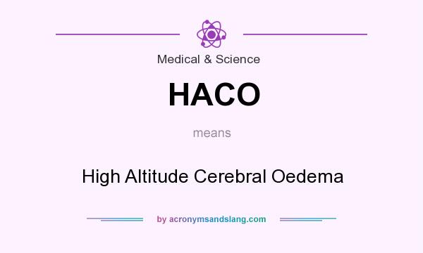 What does HACO mean? It stands for High Altitude Cerebral Oedema