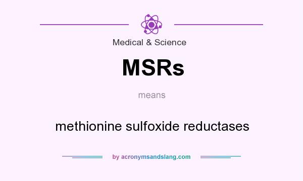 What does MSRs mean? It stands for methionine sulfoxide reductases