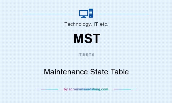 What does MST mean? It stands for Maintenance State Table