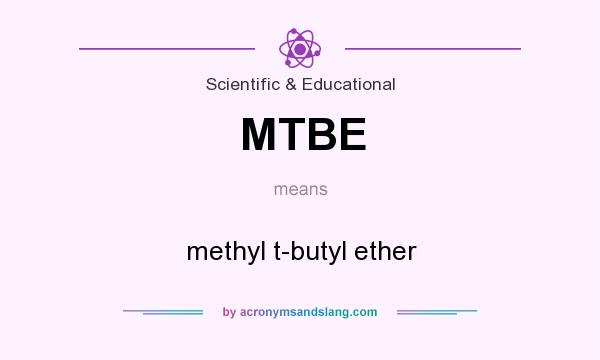 What does MTBE mean? It stands for methyl t-butyl ether