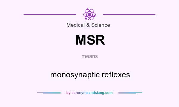 What does MSR mean? It stands for monosynaptic reflexes