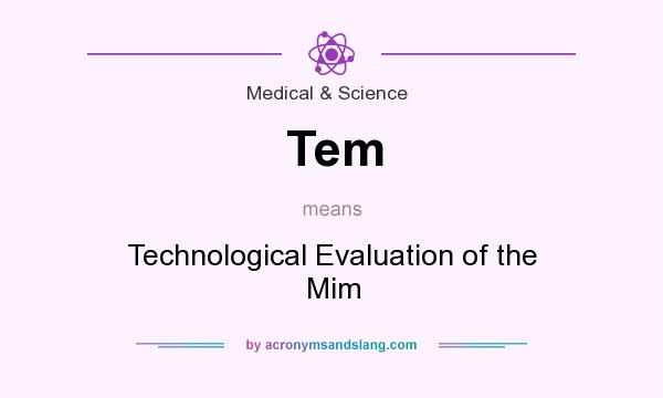What does Tem mean? It stands for Technological Evaluation of the Mim