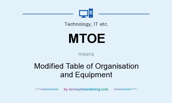 What does MTOE mean? It stands for Modified Table of Organisation and Equipment