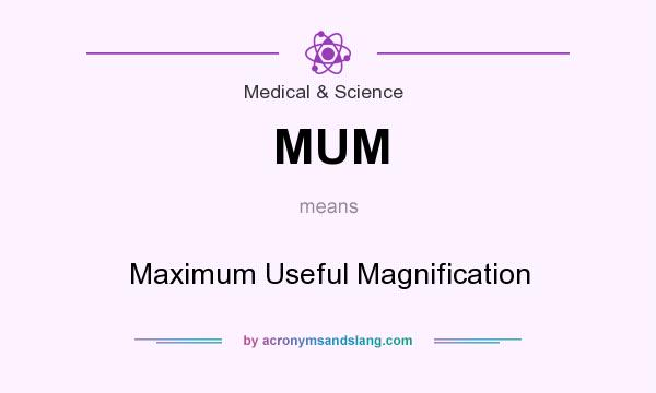 What does MUM mean? It stands for Maximum Useful Magnification