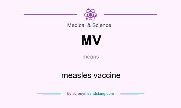 What does MV mean? It stands for measles vaccine