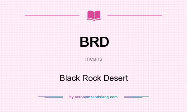 What does BRD mean? It stands for Black Rock Desert
