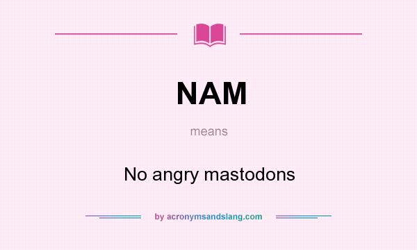 What does NAM mean? It stands for No angry mastodons