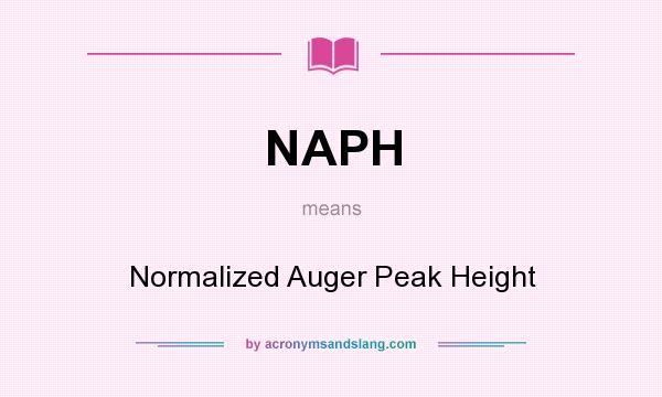 What does NAPH mean? It stands for Normalized Auger Peak Height