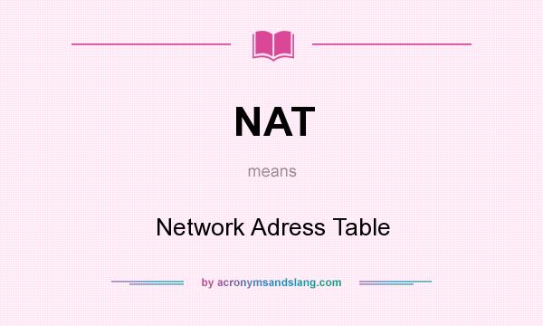 What does NAT mean? It stands for Network Adress Table