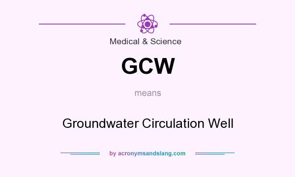 What does GCW mean? It stands for Groundwater Circulation Well