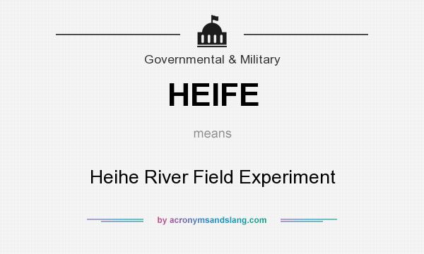 What does HEIFE mean? It stands for Heihe River Field Experiment