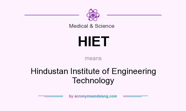 What does HIET mean? It stands for Hindustan Institute of Engineering Technology