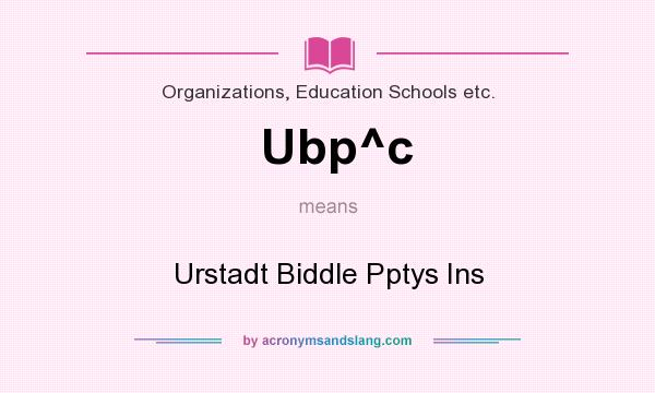What does Ubp^c mean? It stands for Urstadt Biddle Pptys Ins