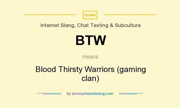What does BTW mean? It stands for Blood Thirsty Warriors (gaming clan)