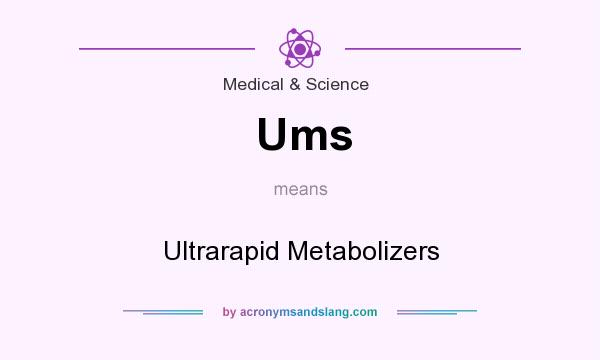 What does Ums mean? It stands for Ultrarapid Metabolizers