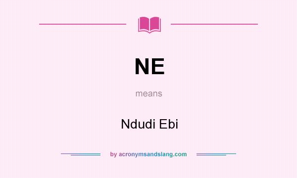 What does NE mean? It stands for Ndudi Ebi