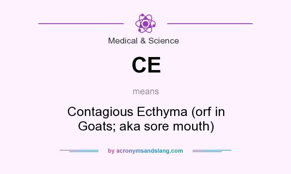 What does CE mean? It stands for Contagious Ecthyma (orf in Goats; aka sore mouth)