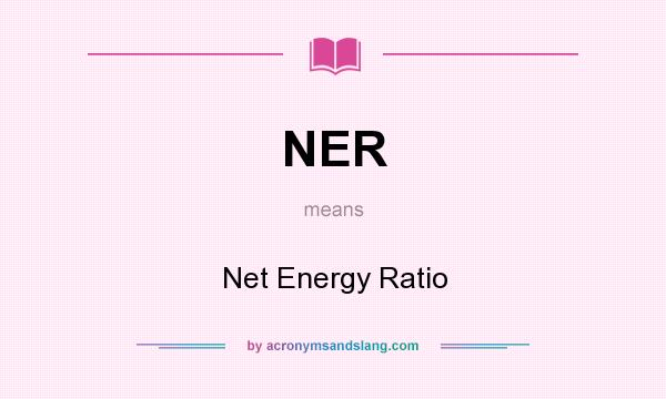 What does NER mean? It stands for Net Energy Ratio