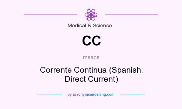 What does CC mean? It stands for Corrente Continua (Spanish: Direct Current)