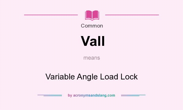 What does Vall mean? It stands for Variable Angle Load Lock