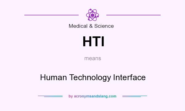What does HTI mean? It stands for Human Technology Interface