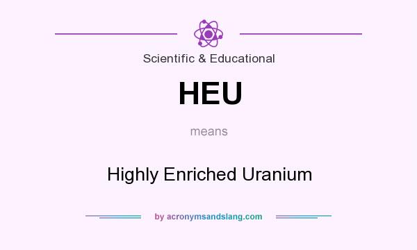 What does HEU mean? It stands for Highly Enriched Uranium