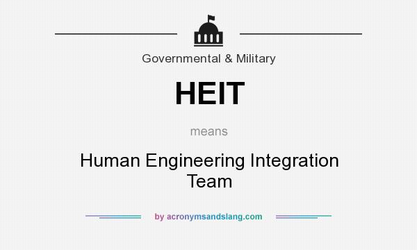 What does HEIT mean? It stands for Human Engineering Integration Team