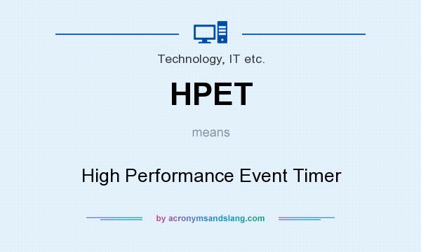 What does HPET mean? It stands for High Performance Event Timer
