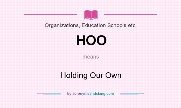 HOO Holding Our Own In Organizations Education Schools Etc By 