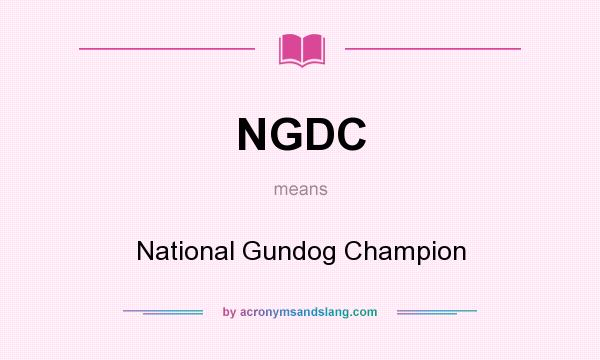 What does NGDC mean? It stands for National Gundog Champion