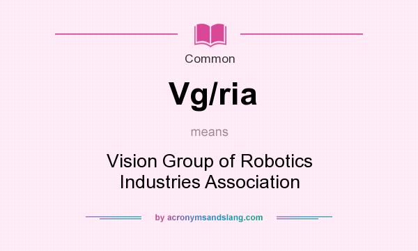 What does Vg/ria mean? It stands for Vision Group of Robotics Industries Association