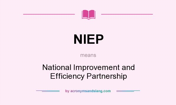 What does NIEP mean? It stands for National Improvement and Efficiency Partnership