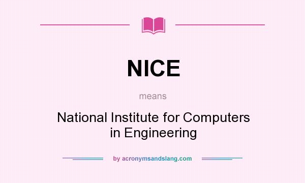 What does NICE mean? It stands for National Institute for Computers in Engineering
