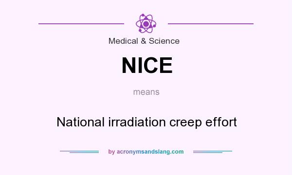 What does NICE mean? It stands for National irradiation creep effort