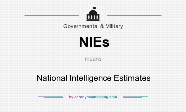 What does NIEs mean? It stands for National Intelligence Estimates