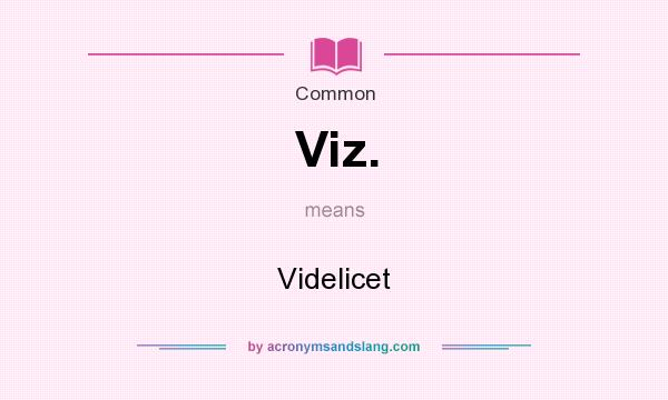What does Viz. mean? It stands for Videlicet