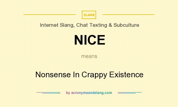 What does NICE mean? It stands for Nonsense In Crappy Existence