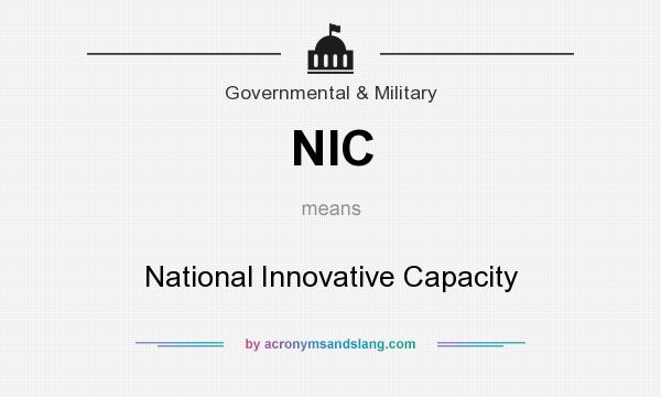 What does NIC mean? It stands for National Innovative Capacity