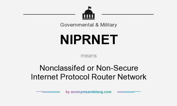 What does NIPRNET mean? It stands for Nonclassifed or Non-Secure Internet Protocol Router Network