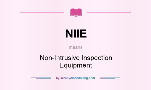 What does NIIE mean? It stands for Non-Intrusive Inspection Equipment